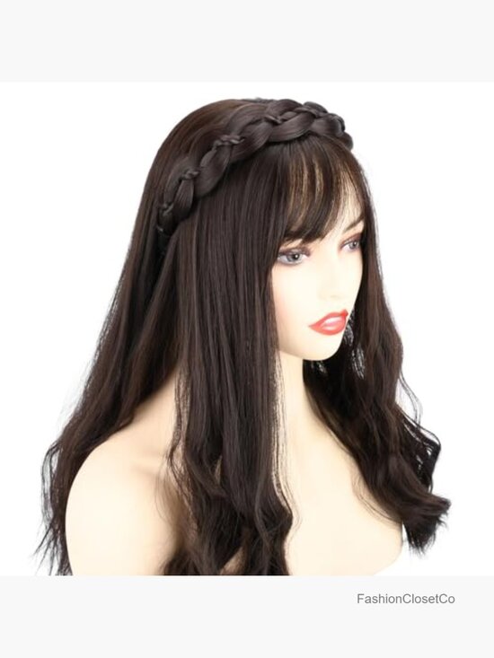 Wide Braided Headband with Teeth Synthetic Hair Plaited Headband Hairpiece